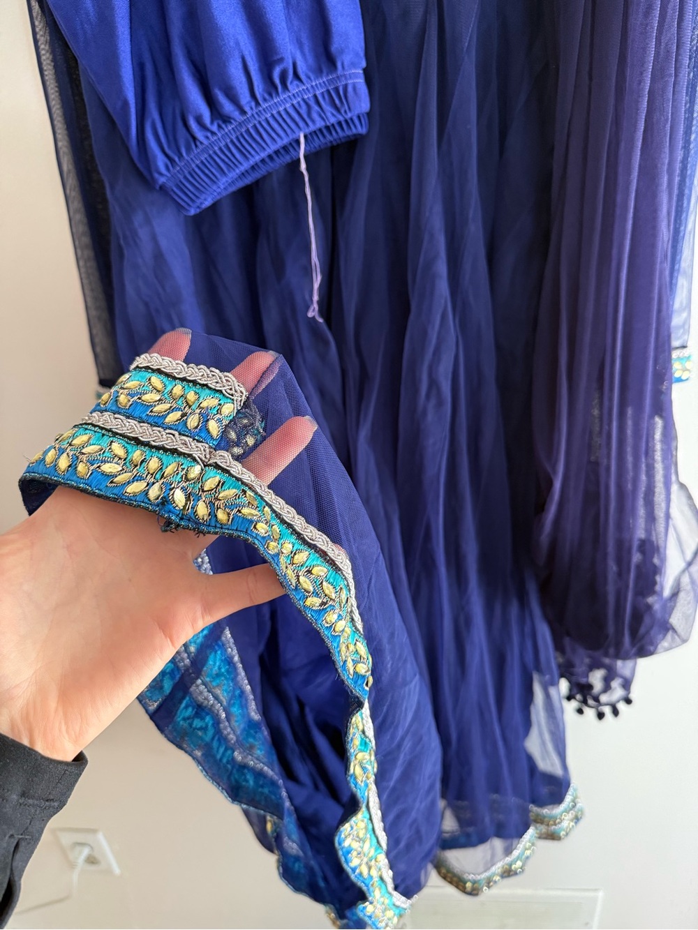 Women’s Elegant Royal Blue Anarkali with Embellished Trim - Picture 7 of 7